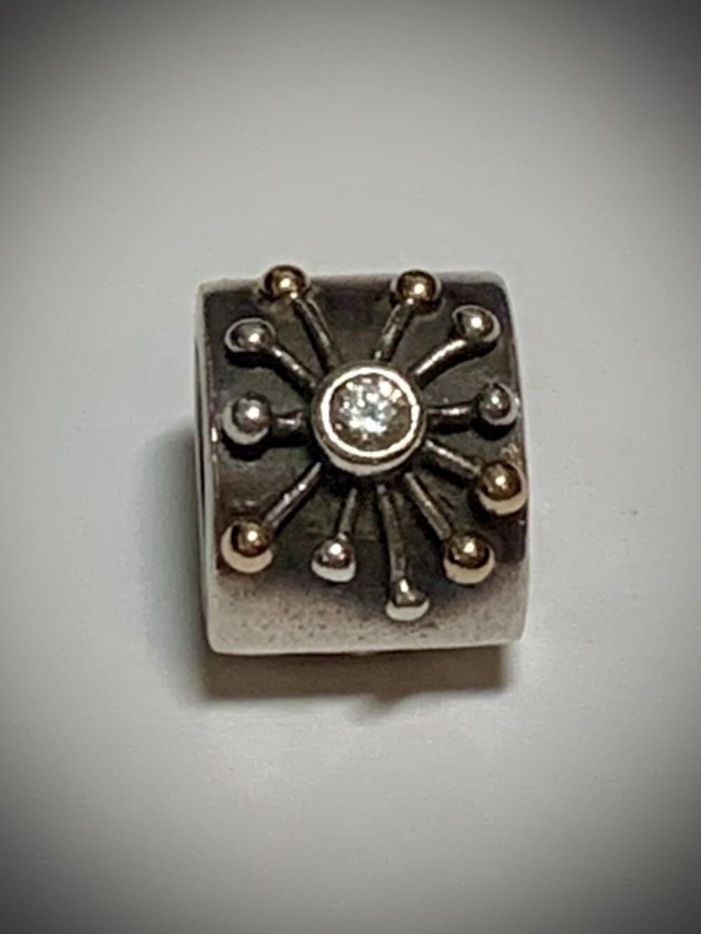 RARE (Retired) Pandora Desert Star Charm Sterling Silver + 14k Gold #790188CZ